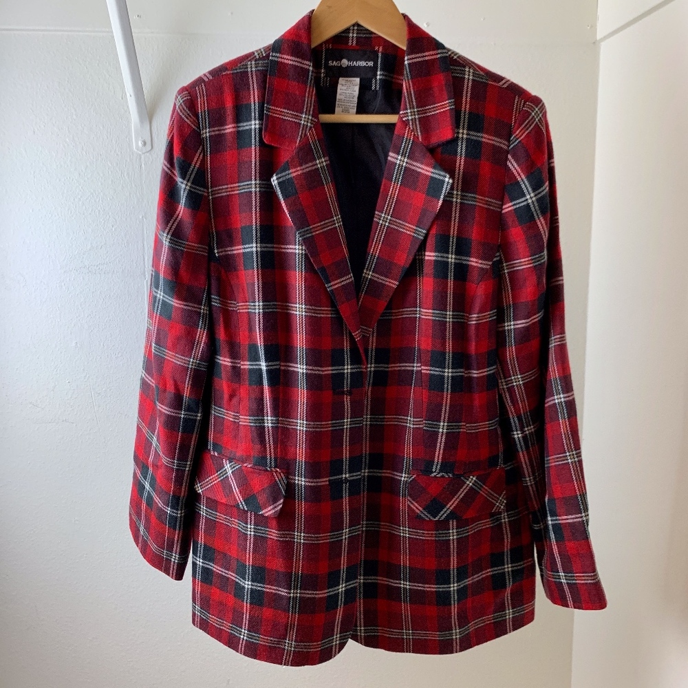 Sag Harbor Red Plaid Blazer size 12